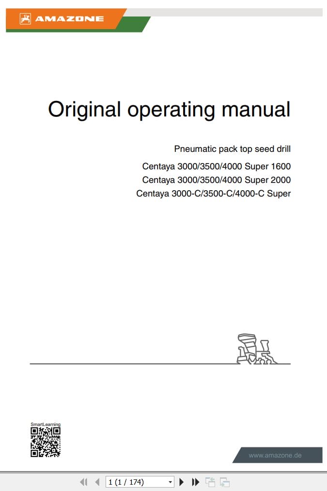 Amazone Seed Drill Centaya 3000 3500 4000 Operating Manual MG7327 EN II (1)