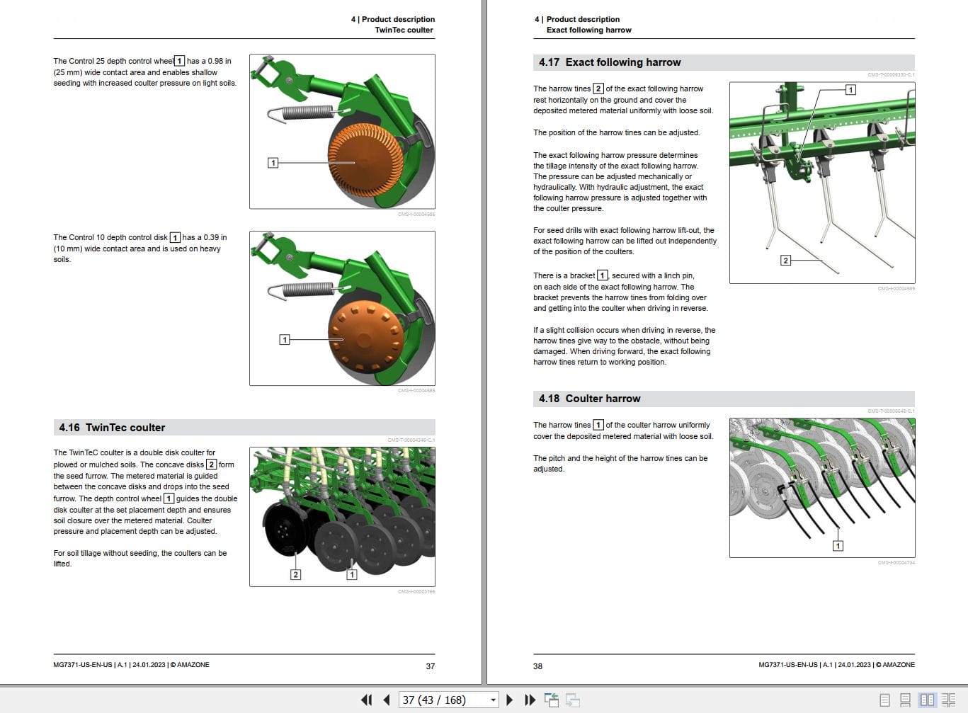 Amazone Seed Drill Centaya 3000 4000 Super Operating Manual MG7371 US EN US (2)