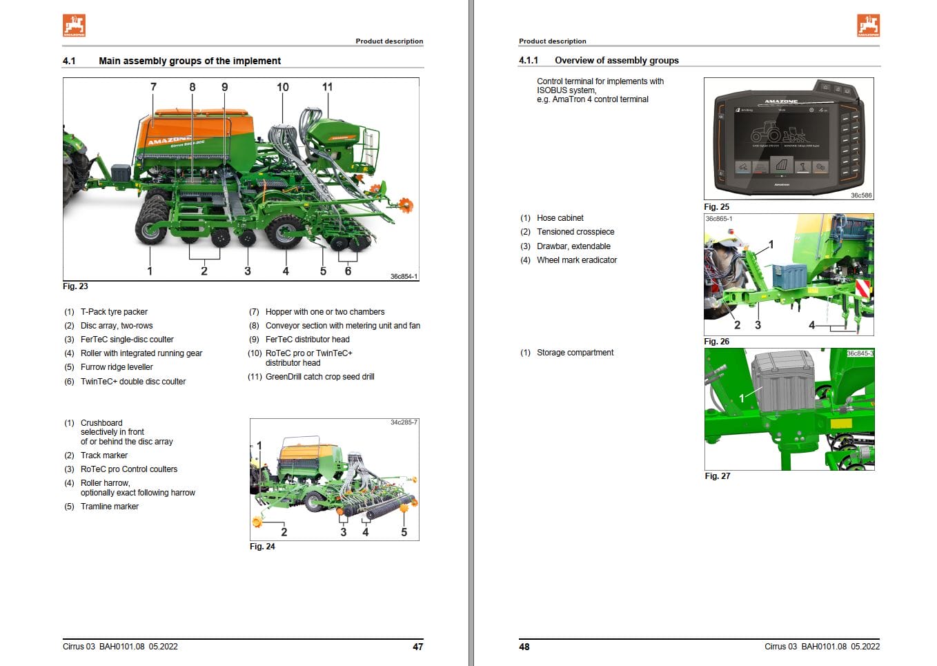 Amazone Seed Drill Cirrus 03 Operating Manual And Diagram MG6382 (2)