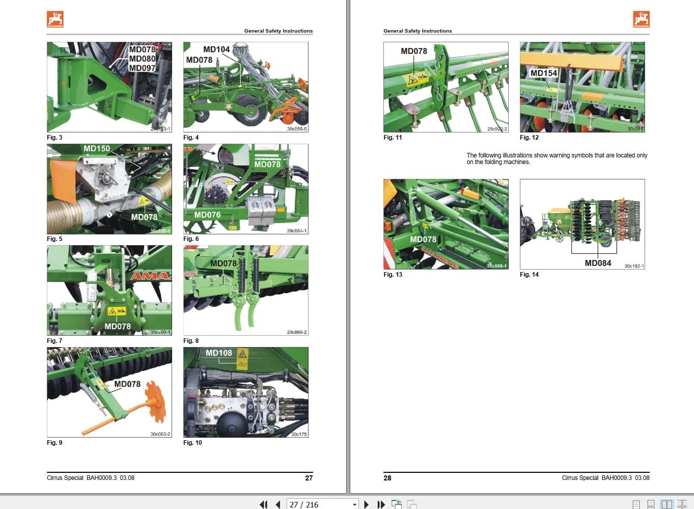 Amazone Seed Drill Cirrus 3001 4001 6001 Operating Manual MG1747 (2)