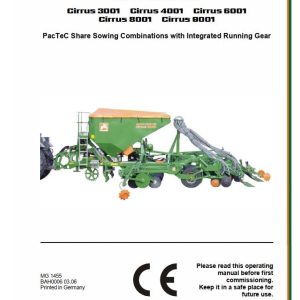 Amazone Seed Drill Cirrus 3001 9001 Operating Manual MG1455 (1)