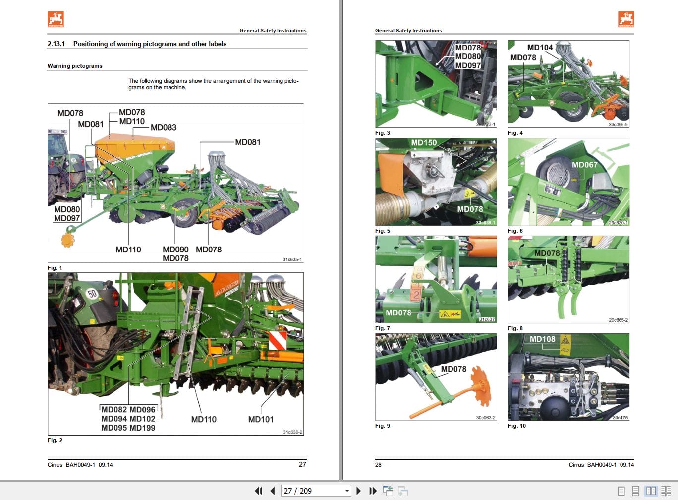 Amazone Seed Drill Cirrus 3002 4002 6002 Operating Manual MG3994 (2)