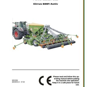 Amazone Seed Drill Cirrus 6001 Activ Operating Manual And Diagram MG3304 (1)