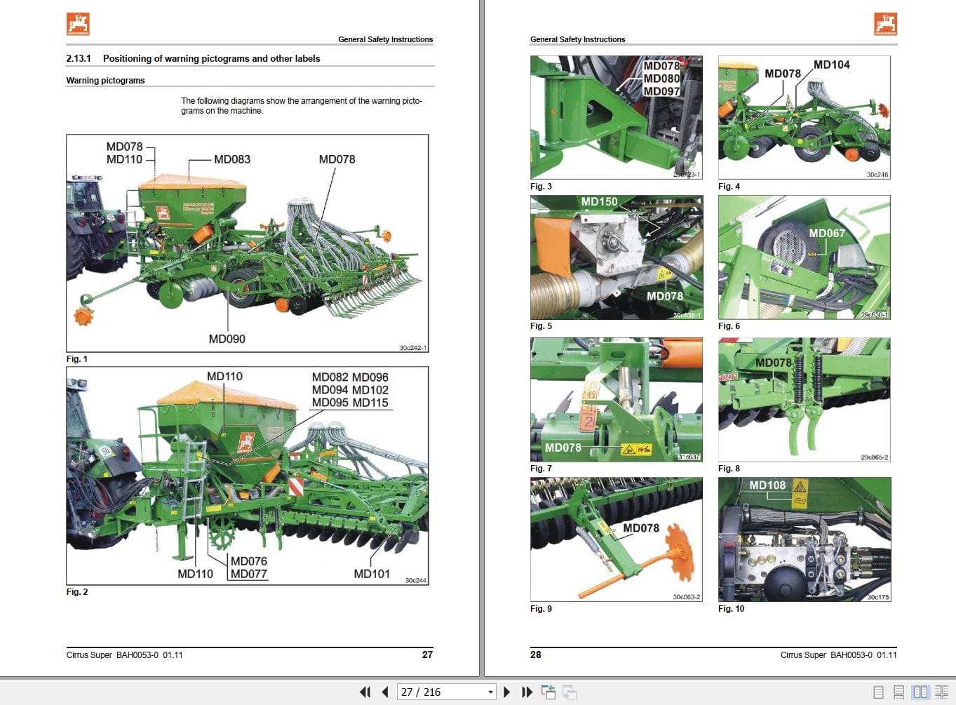 Amazone Seed Drill Cirrus 6002 Super Operating Manual MG4027 (2)