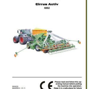 Amazone Seed Drill Cirrus Activ 6002 Operating Manual MG4020 (1)