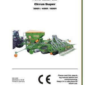 Amazone Seed Drill Cirrus Super 3001 4001 6001 Operating Manual And Diagram MG2440 (1)