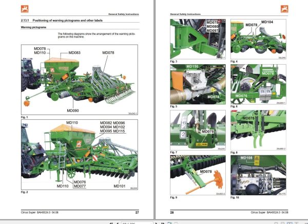 Amazone Seed Drill Cirrus Super 3001 4001 6001 Operating Manual And Diagram Mg2440 (2)