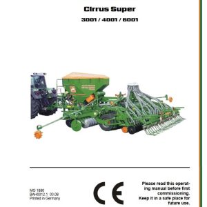 Amazone Seed Drill Cirrus Super 3001 4001 6001 Operating Manual MG1880 (1)