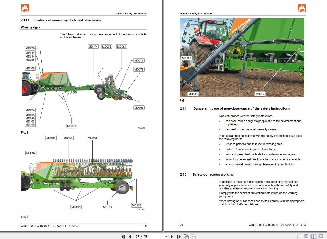 Amazone Seed Drill Citan 12001 C 15001 C Operating Manual MG6035 (2)