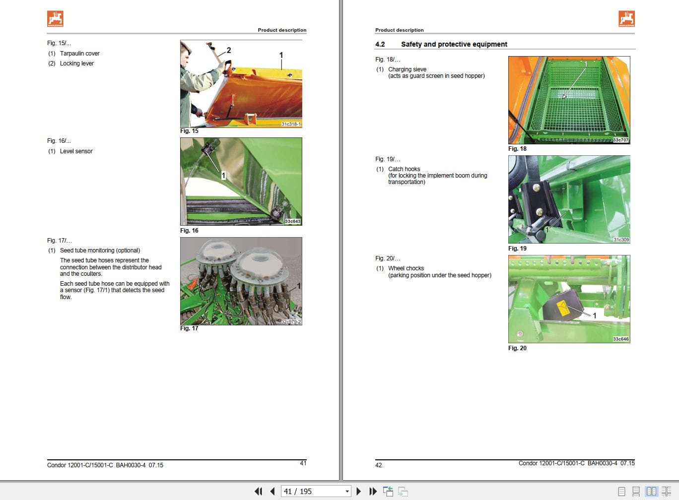 Amazone Seed Drill Condor 12001 C 15001 C Operating Manual MG3641 (2)