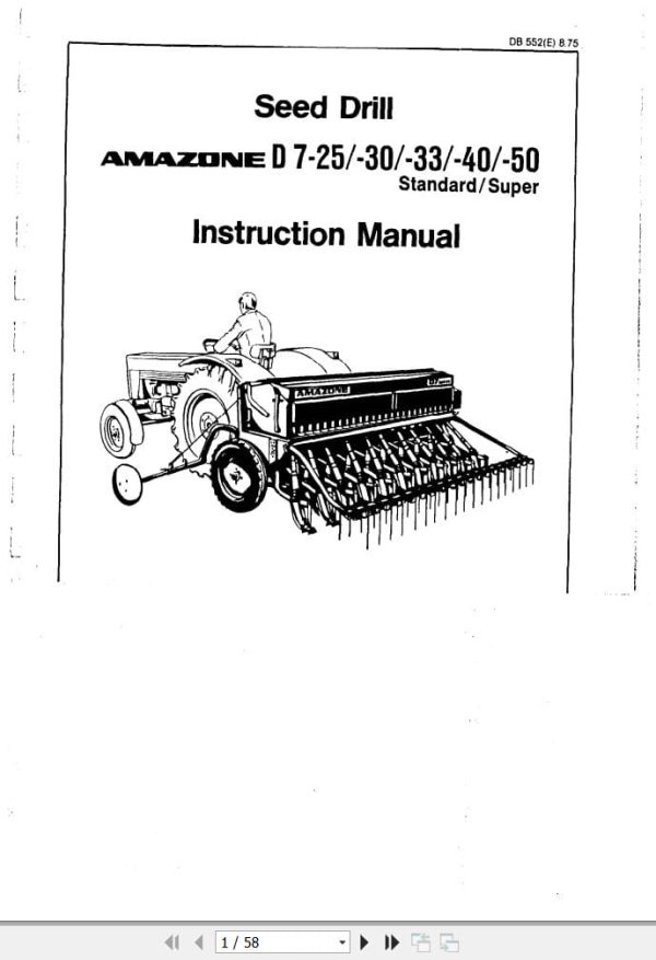 Amazone Seed Drill D7 25 D7 50 Instructions Manual Db552 (1)