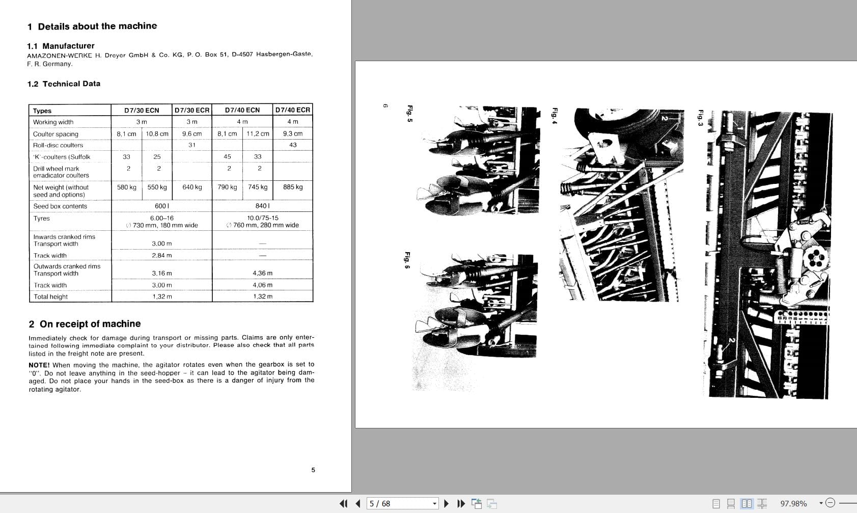 Amazone Seed Drill D7 30 D7 40 Instructions Manual DB573 (2)
