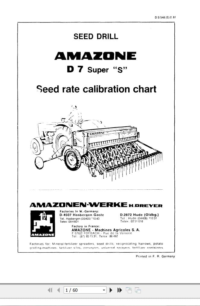Amazone Seed Drill D7 Super S Operating Manual DS548 (1)