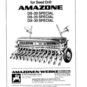 Amazone Seed Drill D8 20 DB 25 D8 30 Special Operating Manual DB582 (1)
