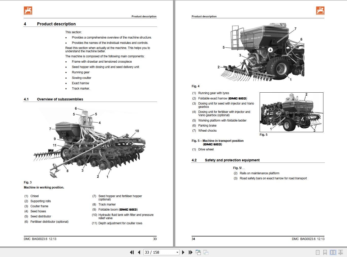 Amazone Seed Drill DMC Primera 3000 4500 602 Operating Manual MG2303 (2)