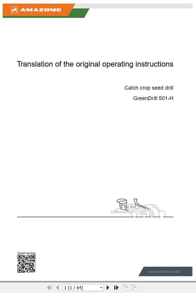 Amazone Seed Drill GreenDrill 501 H Operating Manual MG7136 EN II 2023 (1)