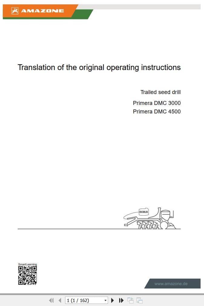 Amazone Seed Drill Primera DMC 3000 4000 Operating Manual MG7577 EN II (1)