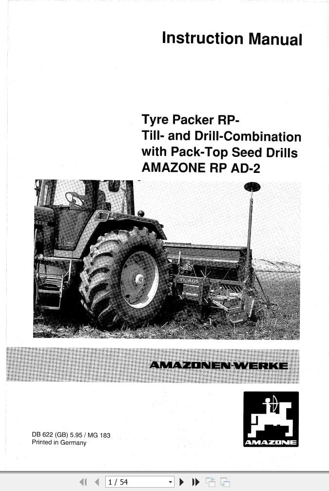 Amazone Seed Drill RP AD 2 Instructions Manual MG183 (1)
