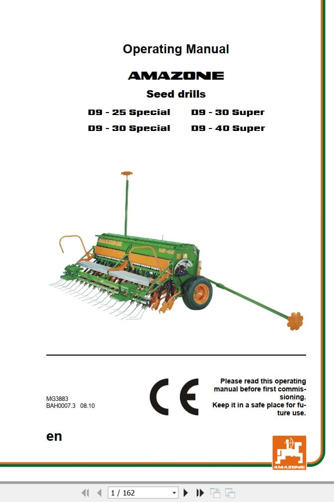 Amazone Seed Drills D9 25 D9 30 D9 40 Operating Manual MG3883 (1)