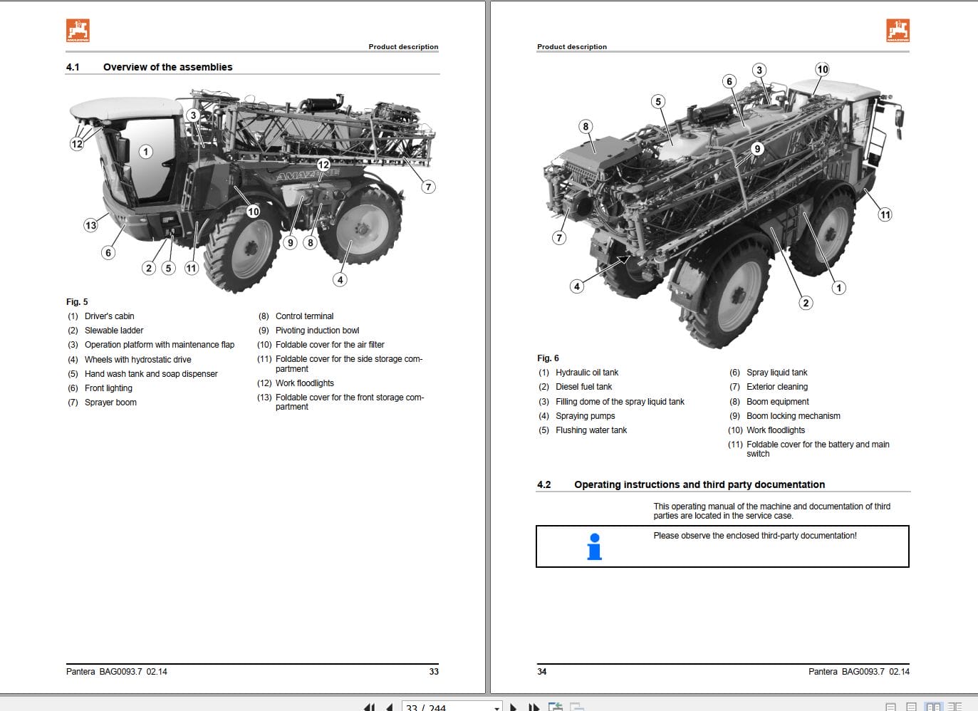 Amazone Sprayer Pantera 4001 Operating Manual MG4122 (2)