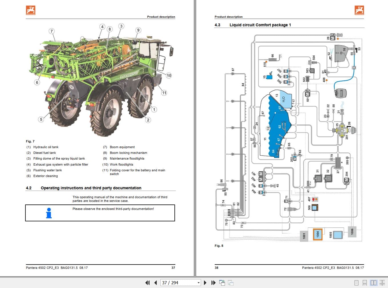Amazone Sprayer Pantera 4502 Operating Manual MG4897 (2)