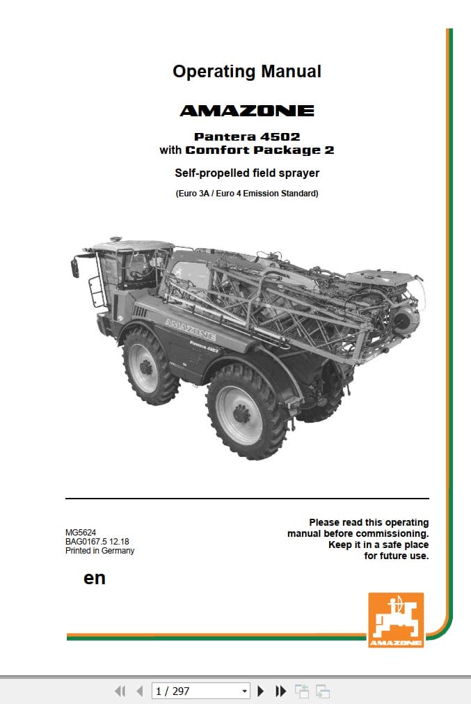 Amazone Sprayer Pantera 4502 Operating Manual MG5624 (1)