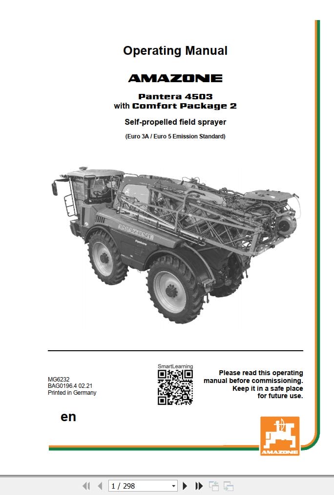 Amazone Sprayer Pantera 4503 Operating Manual MG6232 (1)