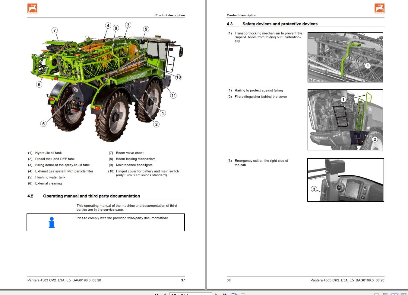 Amazone Sprayer Pantera 4503 Operating Manual MG6543 (2)