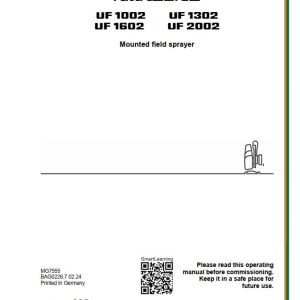 Amazone Sprayer UF1002 UF1602 UF1302 UF2002 Operating Manual MG7555 (1)