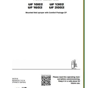 Amazone Sprayer UF1002 UF1602 UF1302 UF2002 Operating Manual MG7618 (1)