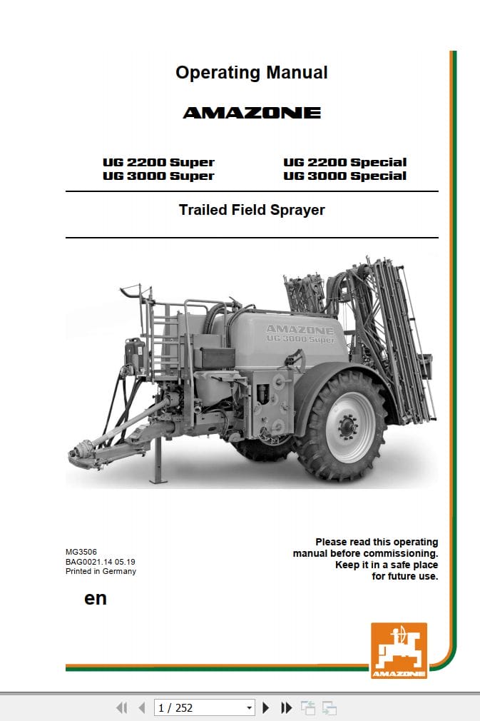 Amazone Sprayer UG2200 UG3000 Operating Manual MG3506 (1)