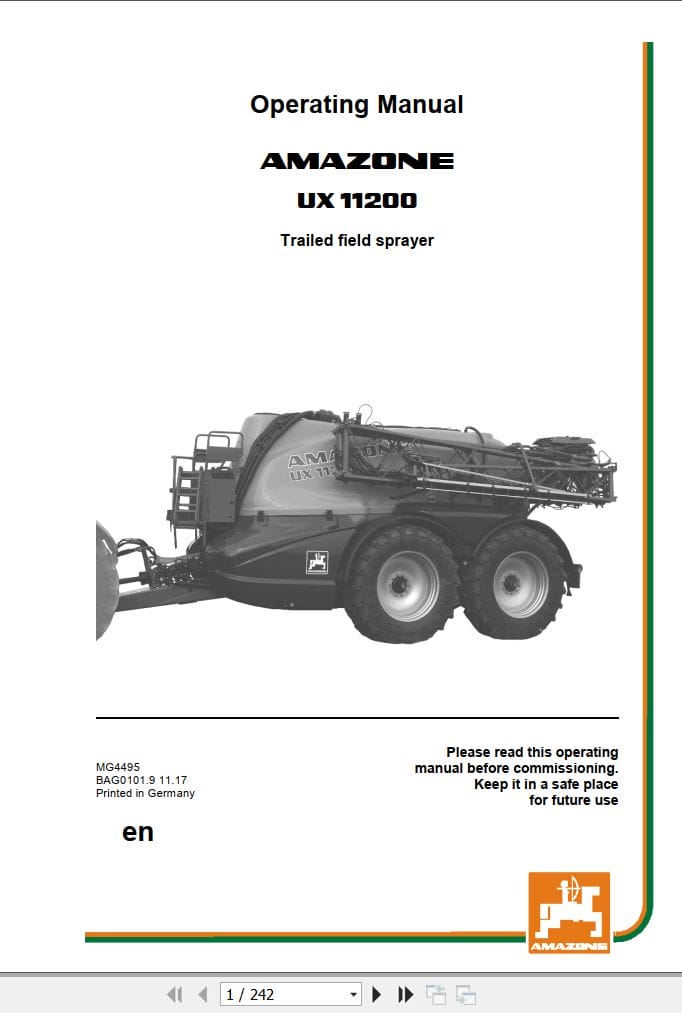 Amazone Sprayer UX 11200 Operating Manual MG4495 (1)