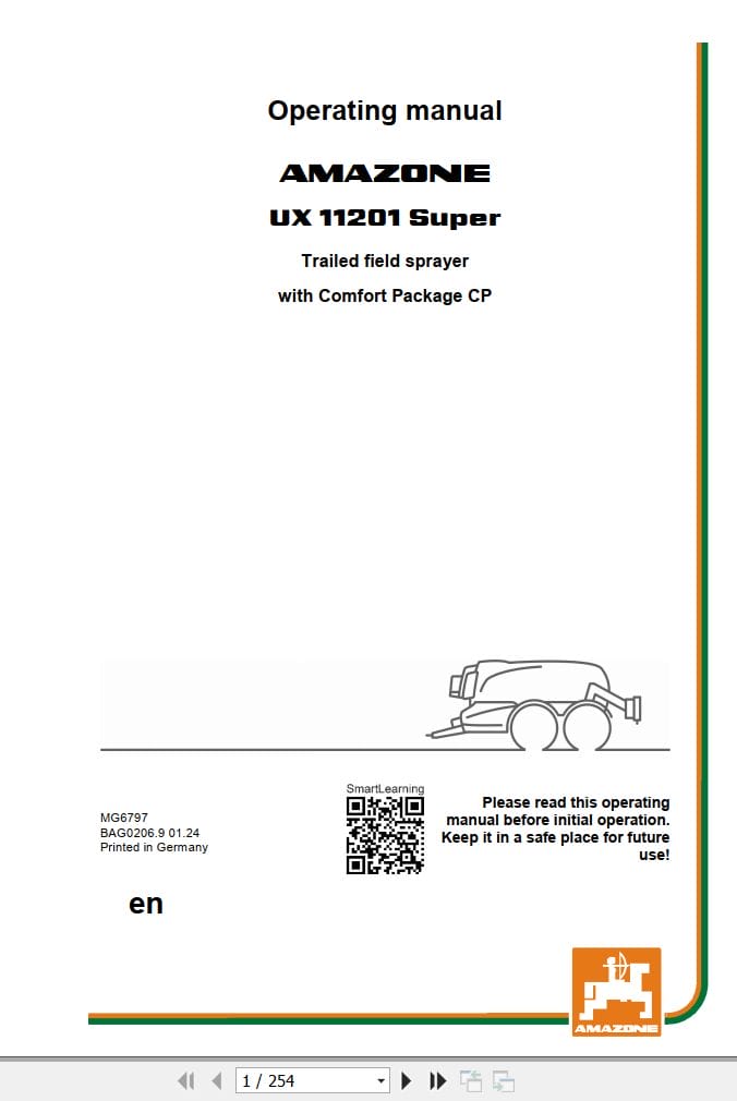 Amazone Sprayer UX11201 Super Operating Manual MG6797 (1)