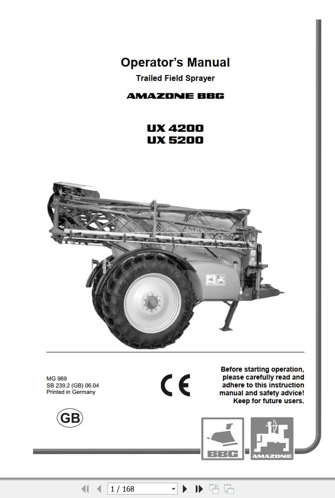 Amazone Sprayer UX4200 UX5200 Operating Manual MG969 (1)