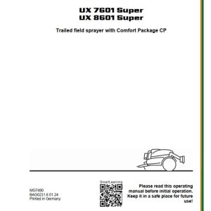Amazone Sprayer UX7601 Super UX8601 Super Operating Manual MG7490 (1)