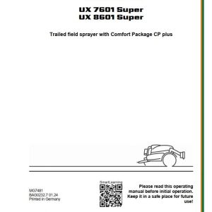 Amazone Sprayer UX7601 UX8601 Super Operating Manual MG7481 (1)