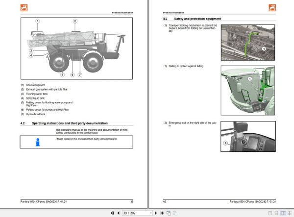 Amazone Sprayers Pantera 4504 Operating Manual Mg7092 (2)
