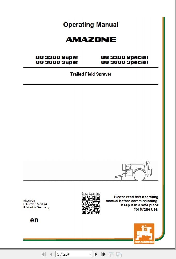 Amazone Sprayers UG 2200 UG 3000 Operator Manual MG6708 (1)