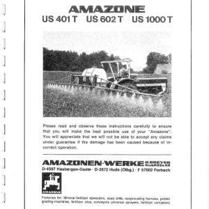 Amazone Sprayers US401T US602T US1000T Operating Manual SB207 (1)
