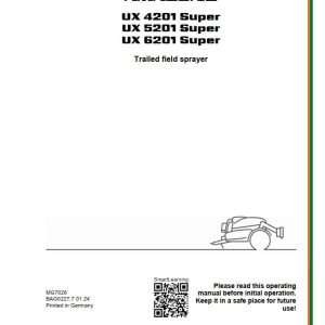 Amazone Sprayers UX 4201 5201 6201 Super Operator Manual MG7026 (1)