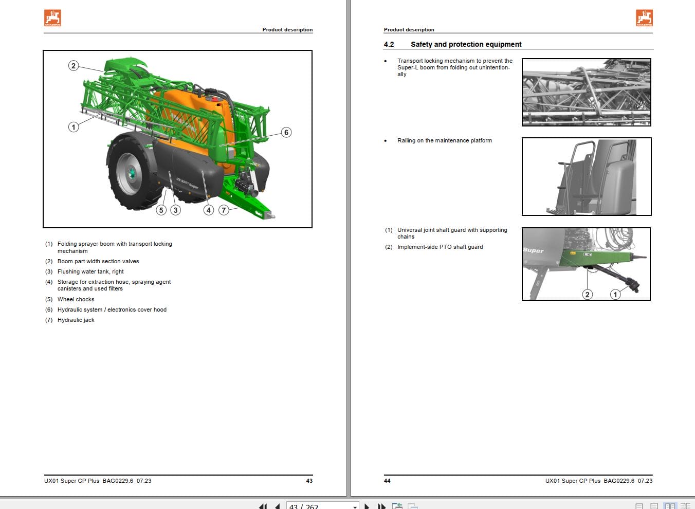 Amazone Sprayers UX 4201 5201 6201 Super Operator Manual MG7070 (2)
