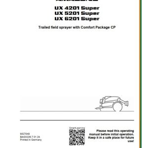 Amazone Sprayers UX 4201 Super to 6201 Super Operator Manual MG7048 (1)