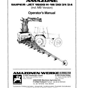 Amazone Spreader Super Jet 1600 Operating Manual DB479 (1)