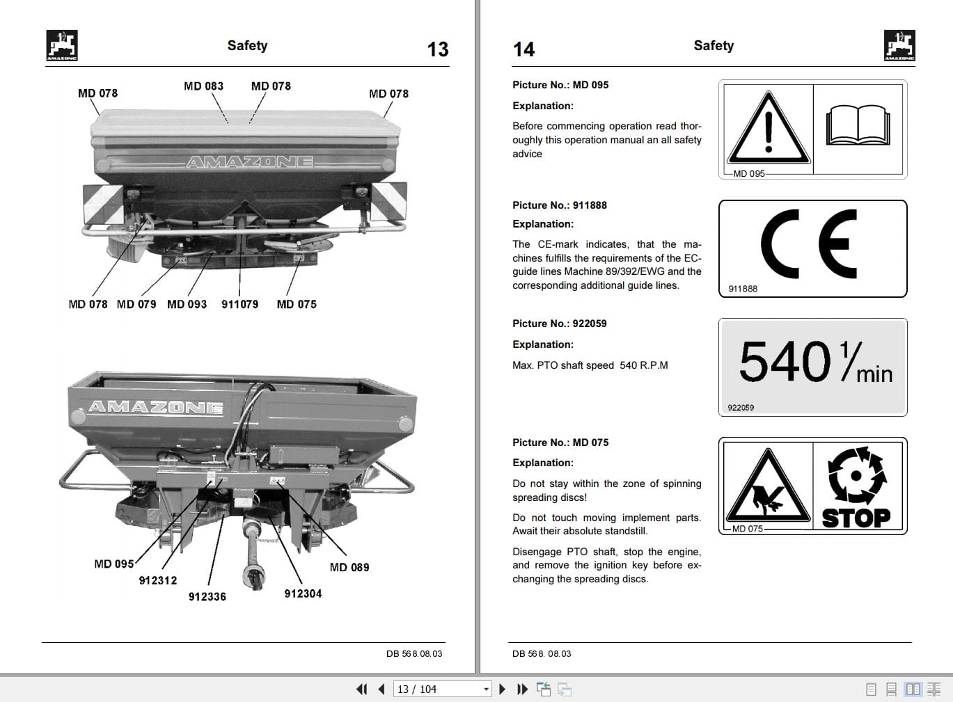 Amazone Spreader ZA M 1500 ProfiS Operating Manual MG909 (2)