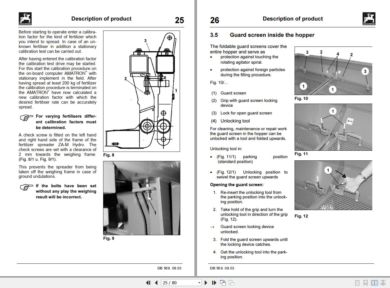 Amazone Spreader ZA M 1500 profiS Hydro Operating Manual MG918 (2)