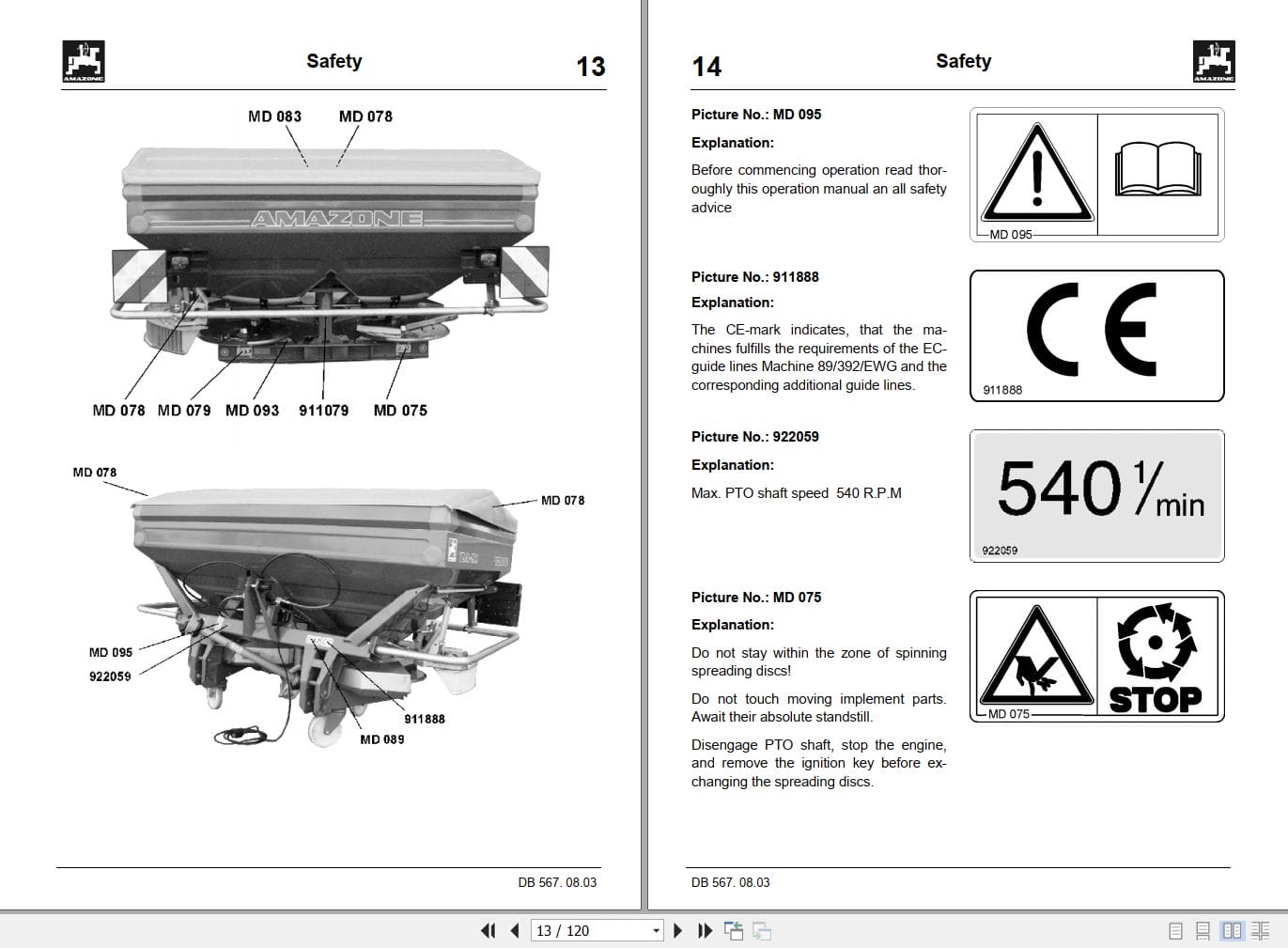 Amazone Spreader ZA M900 1200 1500 Operating Manual MG898 (2)