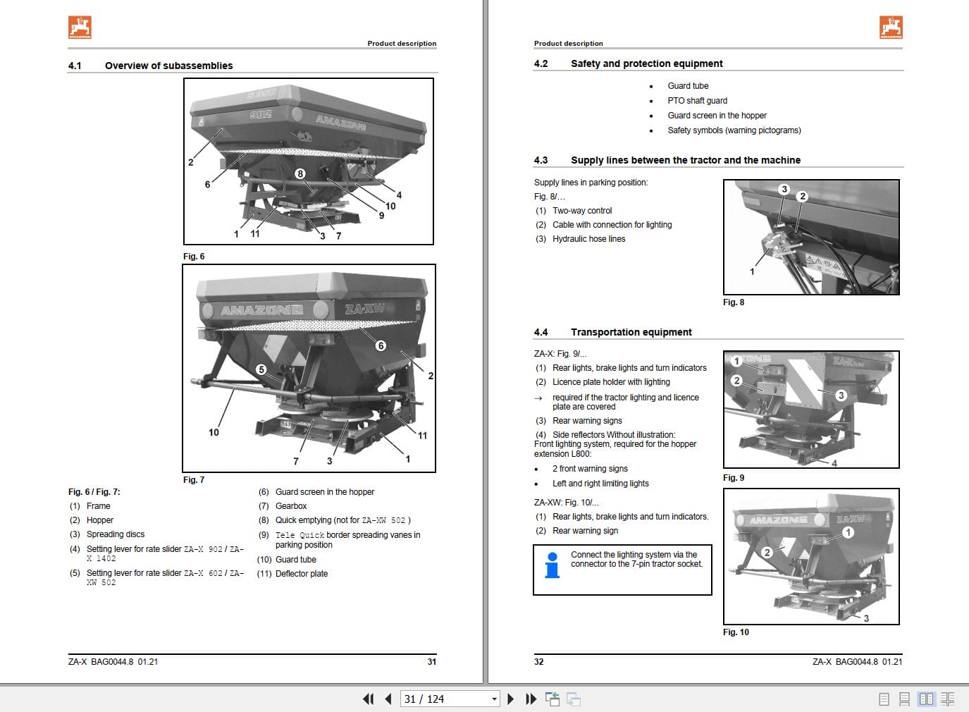 Amazone Spreader ZA X Perfect 602 902 1402 ZA XW Perfect 502 Operating Manual MG2809 (2)