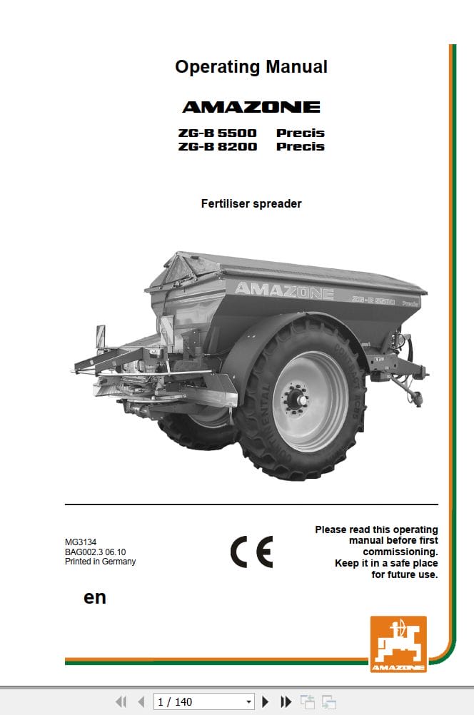 Amazone Spreader ZG B 5500 8200 Precis Operating Manual MG3134 (1)