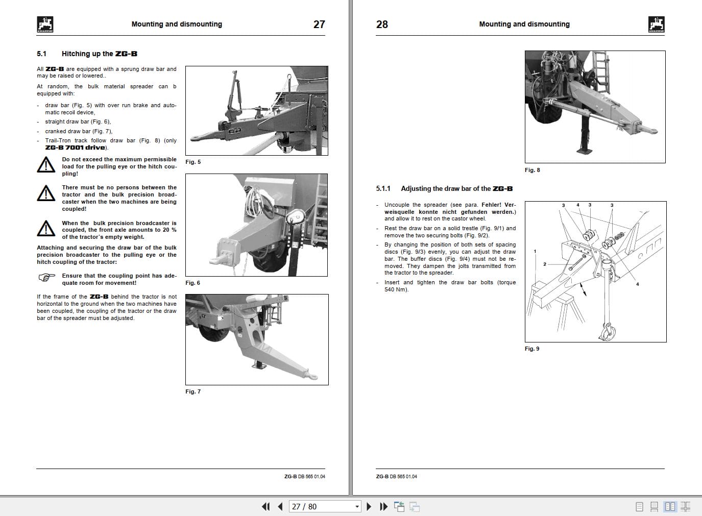 Amazone Spreader ZG B 7001 10001 20001T Operating Manual MG959 (2)