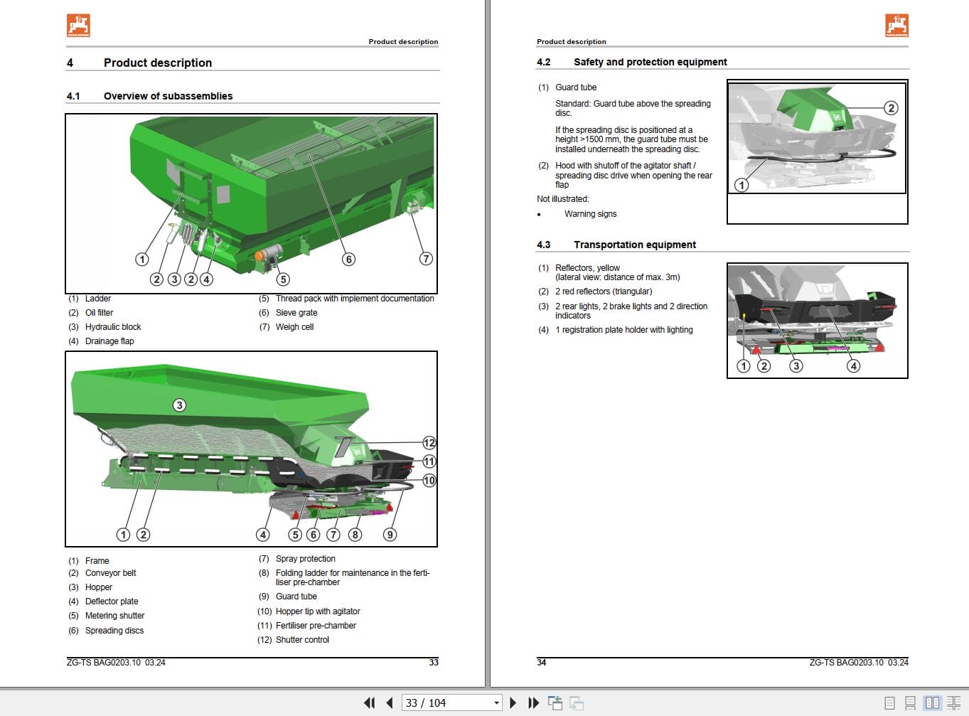 Amazone Spreader ZG TS 7501 10001 Truck Operating Manual MG6416 (2)